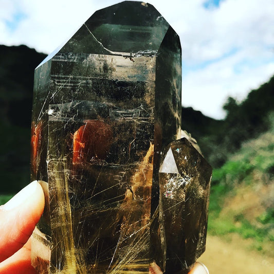 Smoky Rutilated Quartz Natural Crystal Point - Brazil