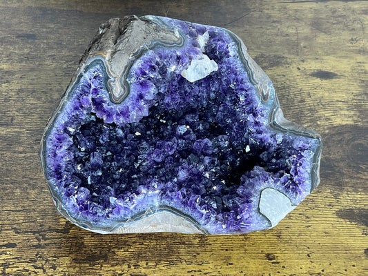 Amethyst - Amethest Partially Polished Geode with Calcite - Uruguay