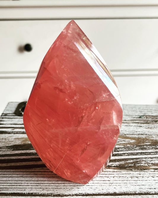 Rose Quartz Polished Flame – Minas Gerais, Brazil